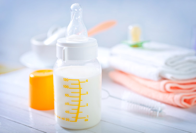 milk in baby bottle